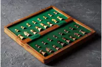 Szachy MAGNETYCZNE z intarsjowaną szachownicą 30 cm